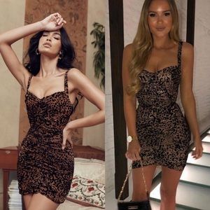 House of CB Cleo Leopard Print Corset Mesh Dress S